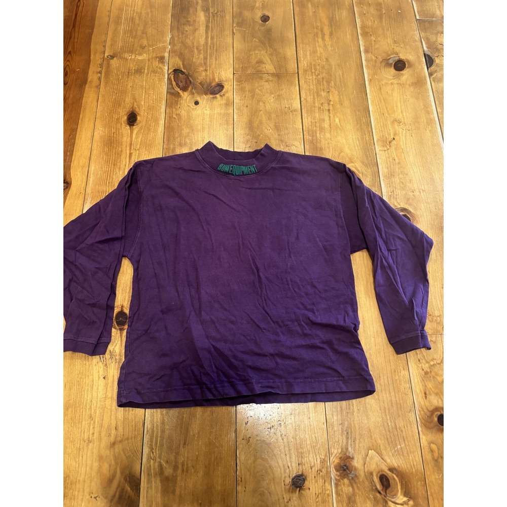 Vintage 90s B.U.M. Equipment Men's Small Purple Long Sleeve Mock Neck T-Shirt